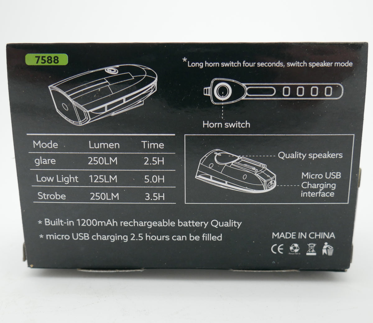 Rechargeable Headlight w/ Horn