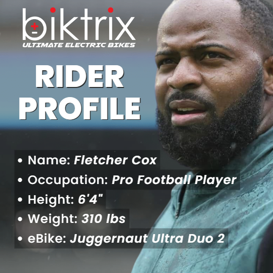 Professional Football Player Fletcher Cox rides Biktrix electric bicycles