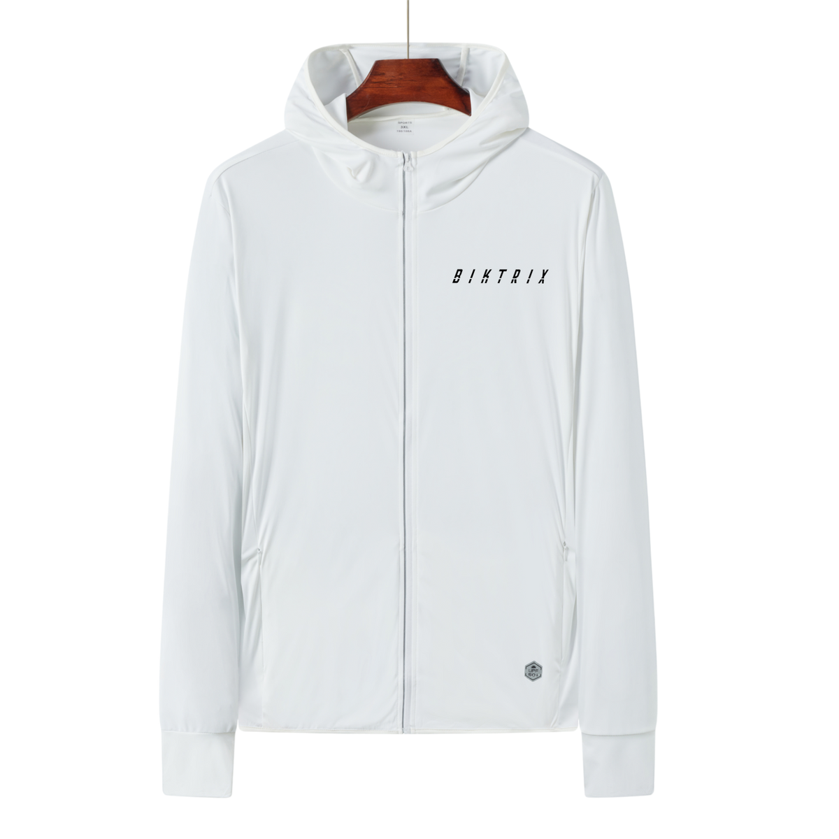 White hoodie with 'BIATRIX' branding on a white background