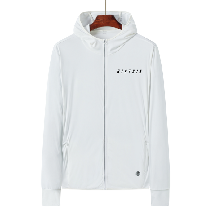 White hoodie with 'BIATRIX' branding on a white background
