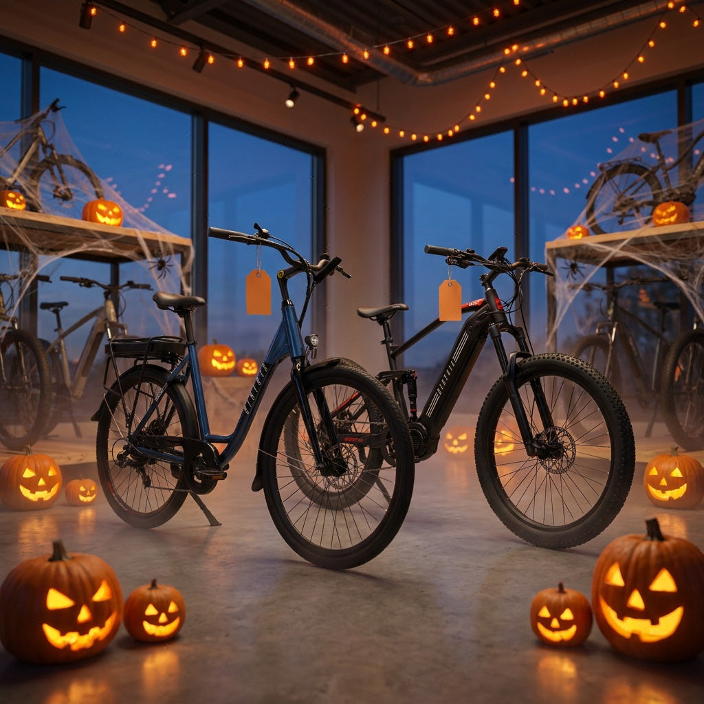 Biktrix showroom decorated for Halloween