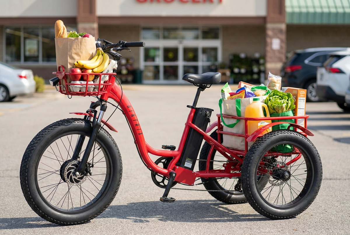 SkyTrike with front and rear cargo baskets
